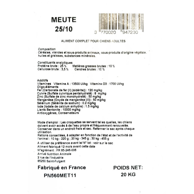 Croquettes chien 20kg Équilibre – Quali Qroc Baugé en Anjou