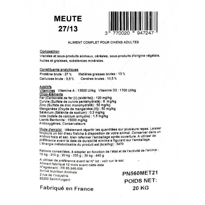 Croquettes chien 20kg Chasse – Quali Qroc Baugé en Anjou